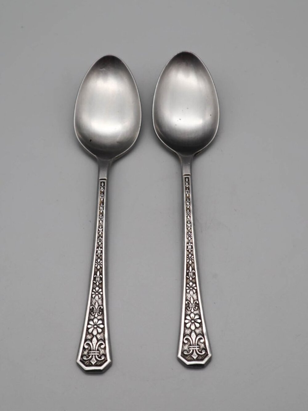 Interpur Florenz Stainless Steel Flatware Japan 2 Oval Soup Place Spoons Floral